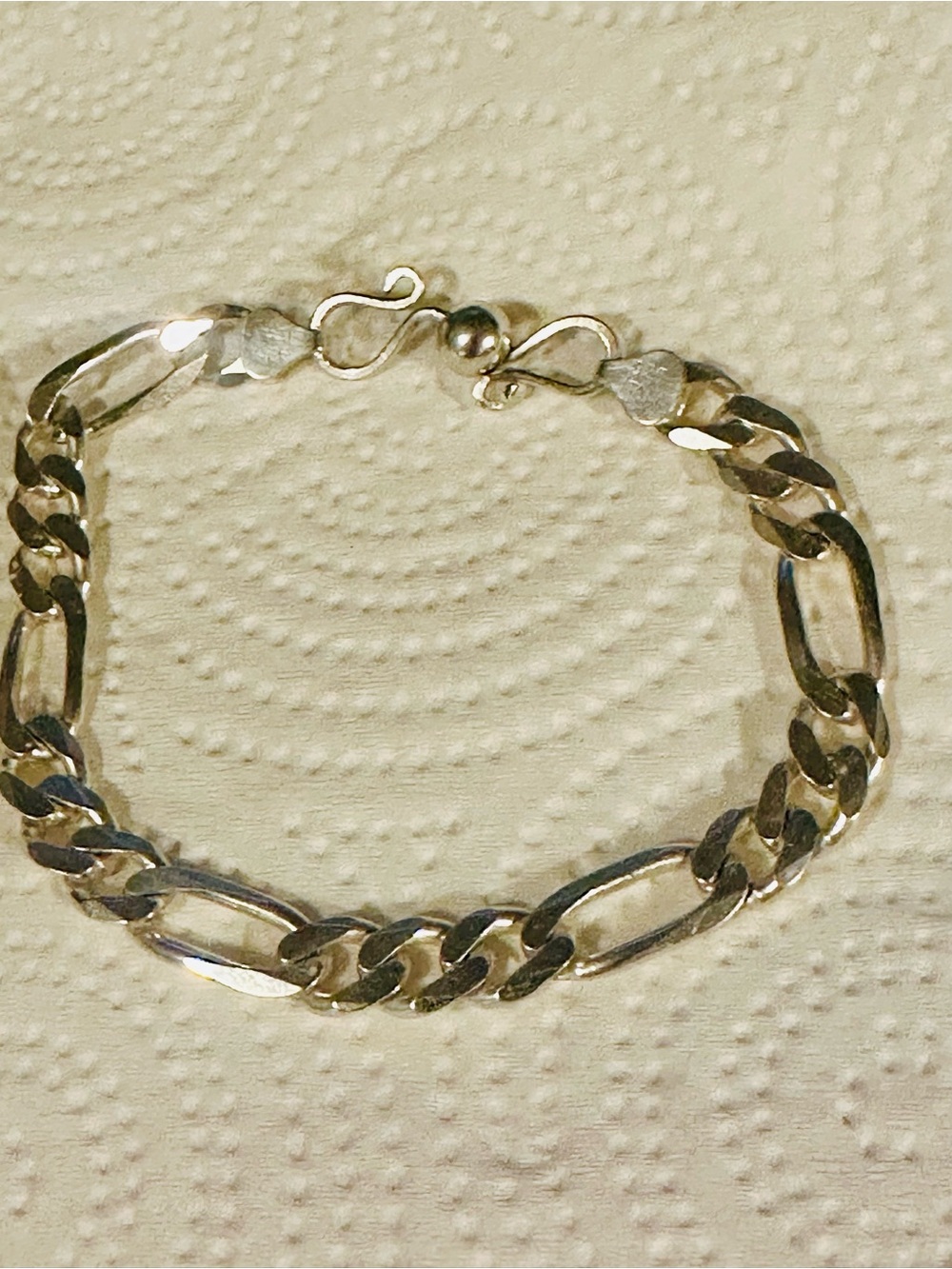 Vintage AGI 925 Italy Sterling Silver Figaro Link Bracelet - 8" By 8MM 19.5 GRMS